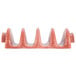 A red polyethylene taco server with 4 shell-shaped sections.