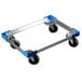 A metal Carlisle insulated food pan carrier dolly frame with wheels.