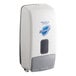 A white and gray Safeguard Professional foaming and gel sanitizer dispenser.