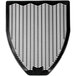 A black plastic meshed shield with a pattern on it.