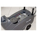 A Powr-Flite Predator cordless walk behind floor scrubber with a battery inside.