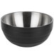 A black and silver Vollrath double wall metal bowl.