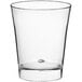 A clear plastic shot glass with a small bottom.