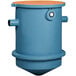 A blue plastic Thermaco Trapzilla grease interceptor with two holes.