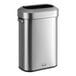 A silver Rubbermaid Refine stainless steel trash can with a lid.