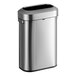 A silver Rubbermaid Refine stainless steel trash can with a lid.