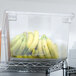 A Rubbermaid clear plastic food storage box filled with bananas.