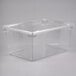 A Rubbermaid clear plastic food storage box with a lid.
