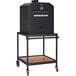 A black rectangular Nuke outdoor countertop oven on a stand.