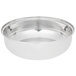 A silver stainless steel bowl with a white background.