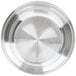 A stainless steel water pan with a circular rim.