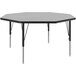 A gray and black octagonal Correll activity table with adjustable legs.