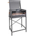 A Nuke BBQ Pampa charcoal grill with a lid open on a white background.
