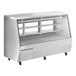 An Avantco stainless steel deli case with glass doors and shelves.