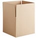 A close-up of a Lavex kraft cardboard shipping box with a cut out top.