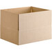 A Lavex kraft cardboard shipping box with a cut out corner.