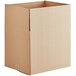 A Lavex kraft cardboard shipping box with the top open.