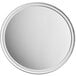 A white circular object with a silver rim.