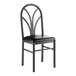 A Lancaster Table & Seating black chair with a black vinyl seat and curved back.
