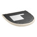A detached light gray vinyl seat cushion for a Lancaster Table & Seating wood bar stool.