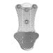 A white and blue WizKid urinal screen with a cotton blossom scent and a metal mesh design.