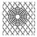 A WizKid urinal screen with a circular pattern on a metal grid.