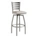 A Lancaster Table & Seating white bar stool with a metal base and light gray vinyl padded seat.
