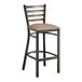 A Lancaster Table & Seating distressed copper finish metal bar stool with a taupe vinyl padded seat.