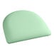 A Lancaster Table & Seating ladder back chair with a seafoam green vinyl cushion on the seat
