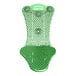 A green plastic WizKid urinal screen with spikes.
