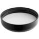 A black bowl with a white circle on the rim.