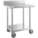 A Regency stainless steel work table with undershelf and casters.