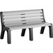 A grey MasonWays Malibu-style bench with black legs.