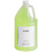 A Babor gallon jug of green liquid with a white label.