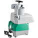 AvaMix Revolution combination food processor with green and grey parts on a white background.