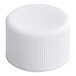 A white plastic continuous thread lid with a foam liner.