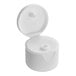 A white plastic container with a white plastic cap with a small lid.