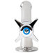 A T&S chrome and blue mop sink faucet with a blue 4 arm handle.