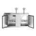 An Avantco stainless steel beer dispenser with two doors.