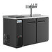 A black Avantco beer dispenser with a quadruple tap tower on a counter.