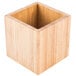 A wooden box with a square opening.