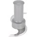 A grey serrated "S" blade for a food processor.