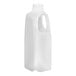 A translucent HDPE milk jug with a handle.