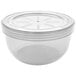 A clear plastic GET reusable soup container with a lid.