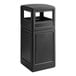 A black rectangular Lavex waste container with a lid.