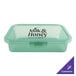 A jade green plastic GET Eco-Takeouts reusable takeout container with a lid on a counter.