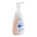 A case of 12 white plastic bottles of Dial foaming hand wash with a pump.