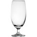 An Anchor Hocking stemmed beer glass with a white background.