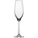 An Anchor Hocking Sondria wine flute with a long stem on a white background.
