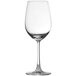 An Anchor Hocking Matera wine glass with a stem and clear glass.